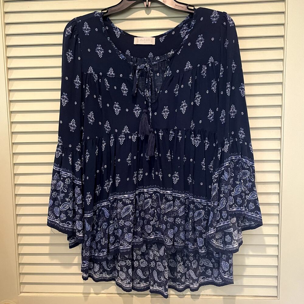 Altar'd State Navy Flowy Top Boho Fairycore Whimsy MEDIUM
